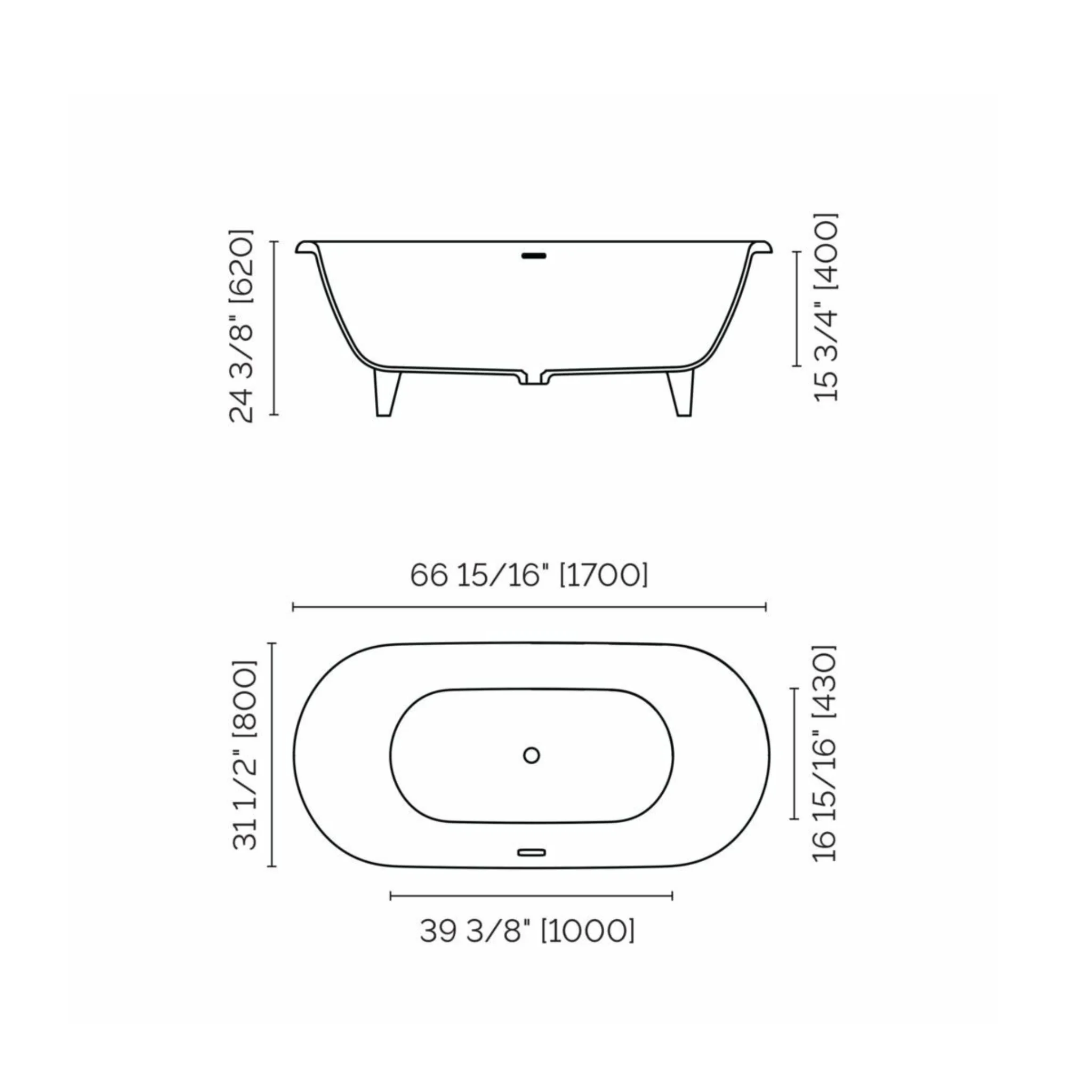 Baignoire autoportante 67" x 32" Collection Elton - Image 4