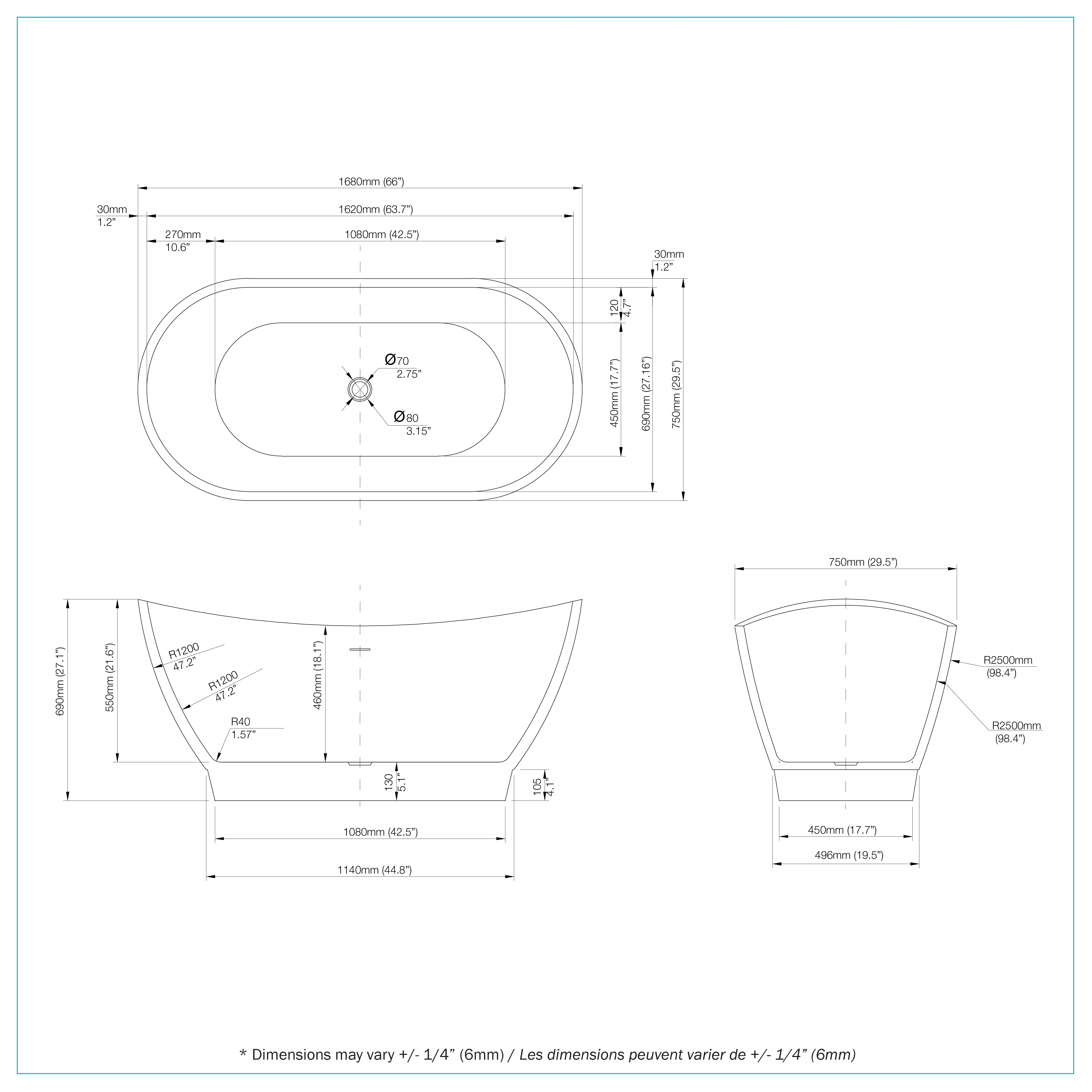Baignoire autoportante Martis 66 po x 30 po - Image 9
