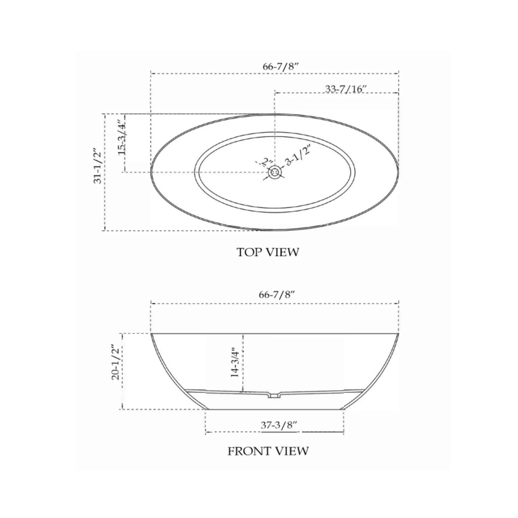 Bain autoportant clair 67"x32" Mosta - Image 2