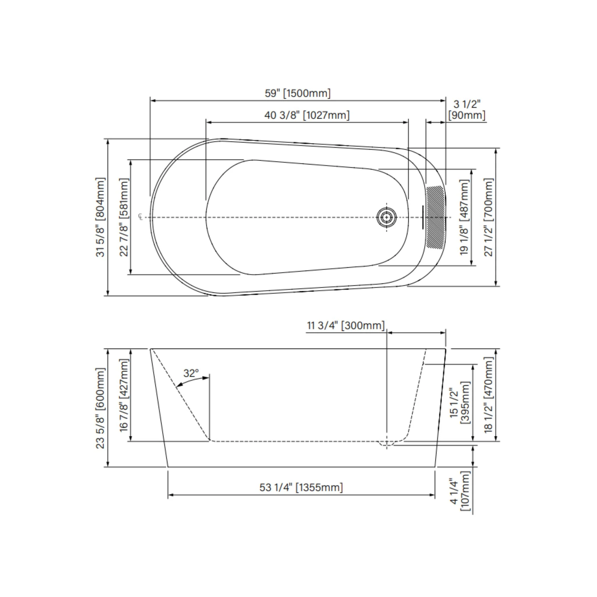 Bain autoportant Vela 59" - Image 3