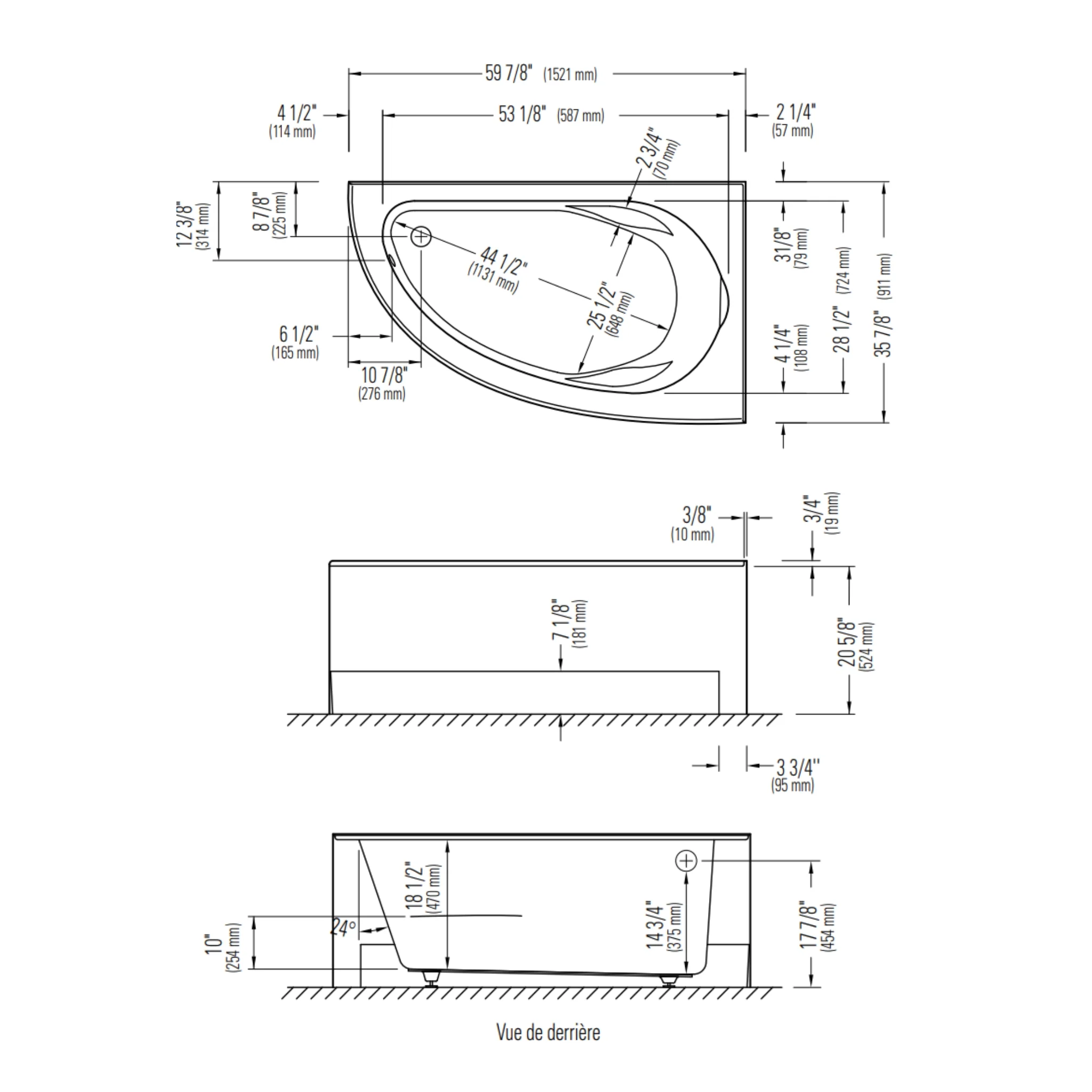 Bain en coin 36x60 Wind - Image 2