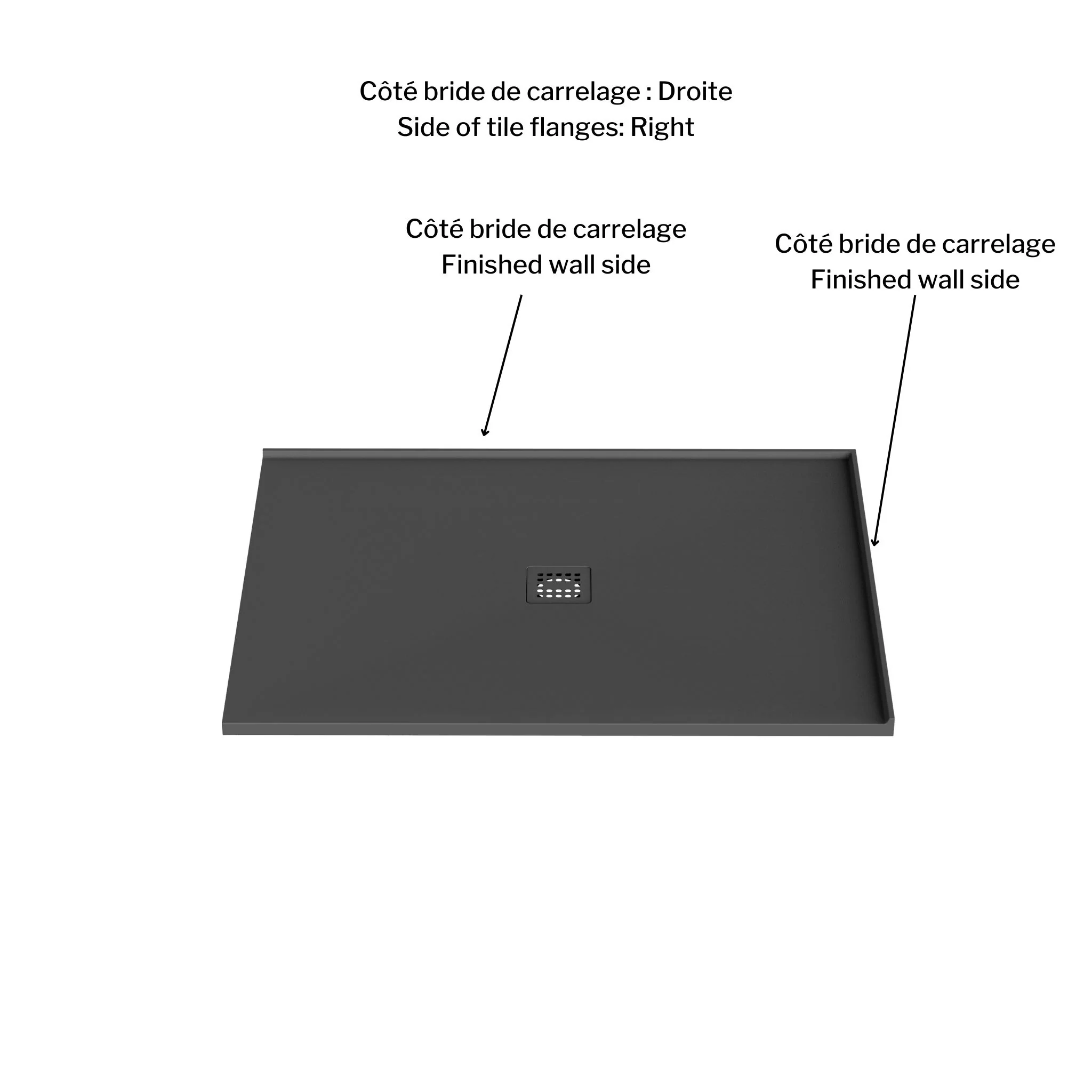 Base de douche en aggloméré de pierre 2 côtés 48" x 36" - Image 11