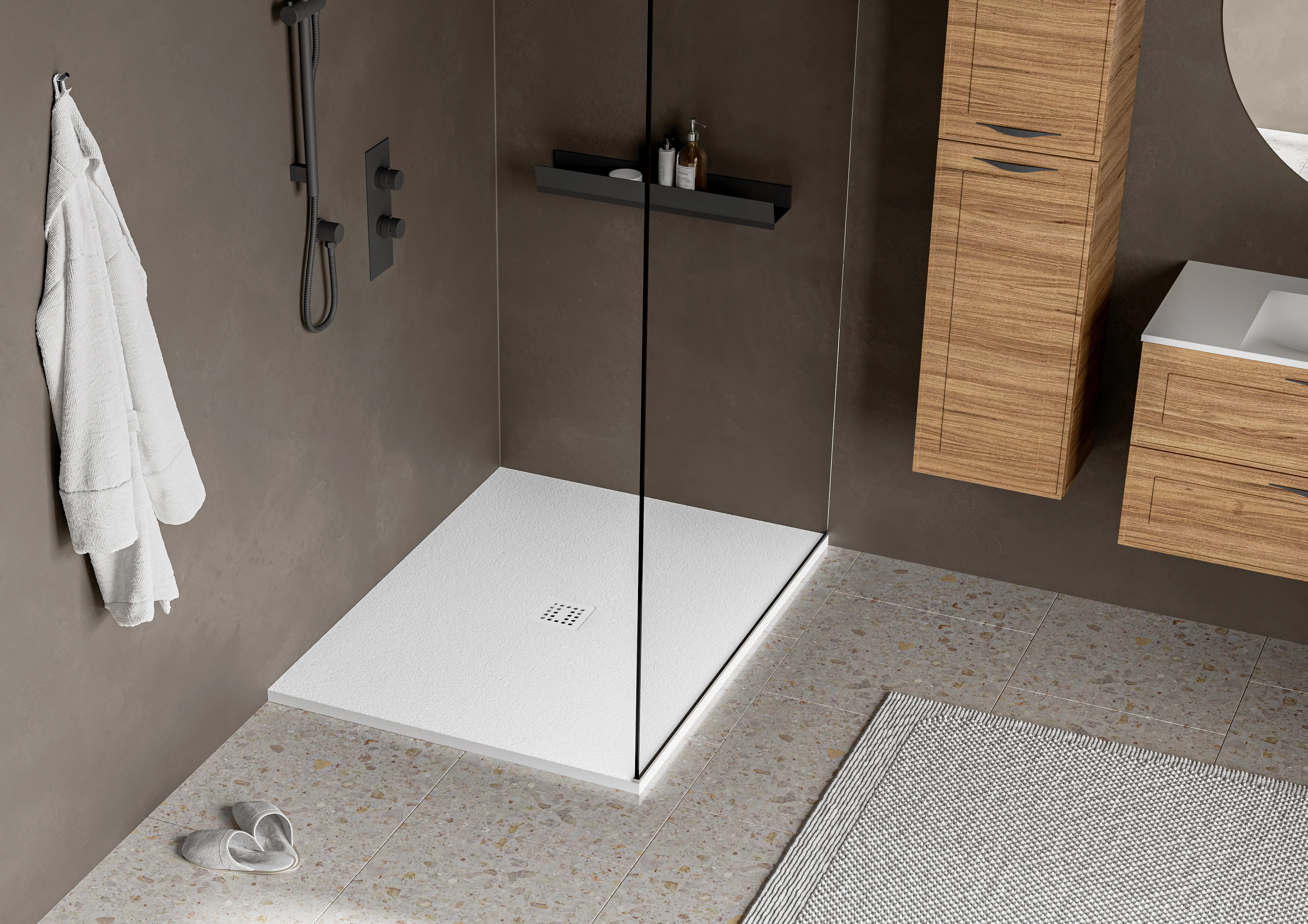 Base de douche en aggloméré de pierre 2 côtés 48" x 36" - Image 4