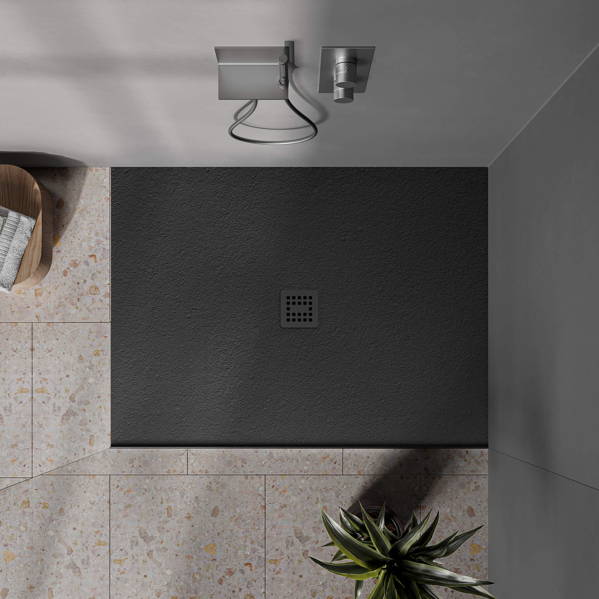 Base de douche en aggloméré de pierre 2 côtés 48" x 36" - Image 5