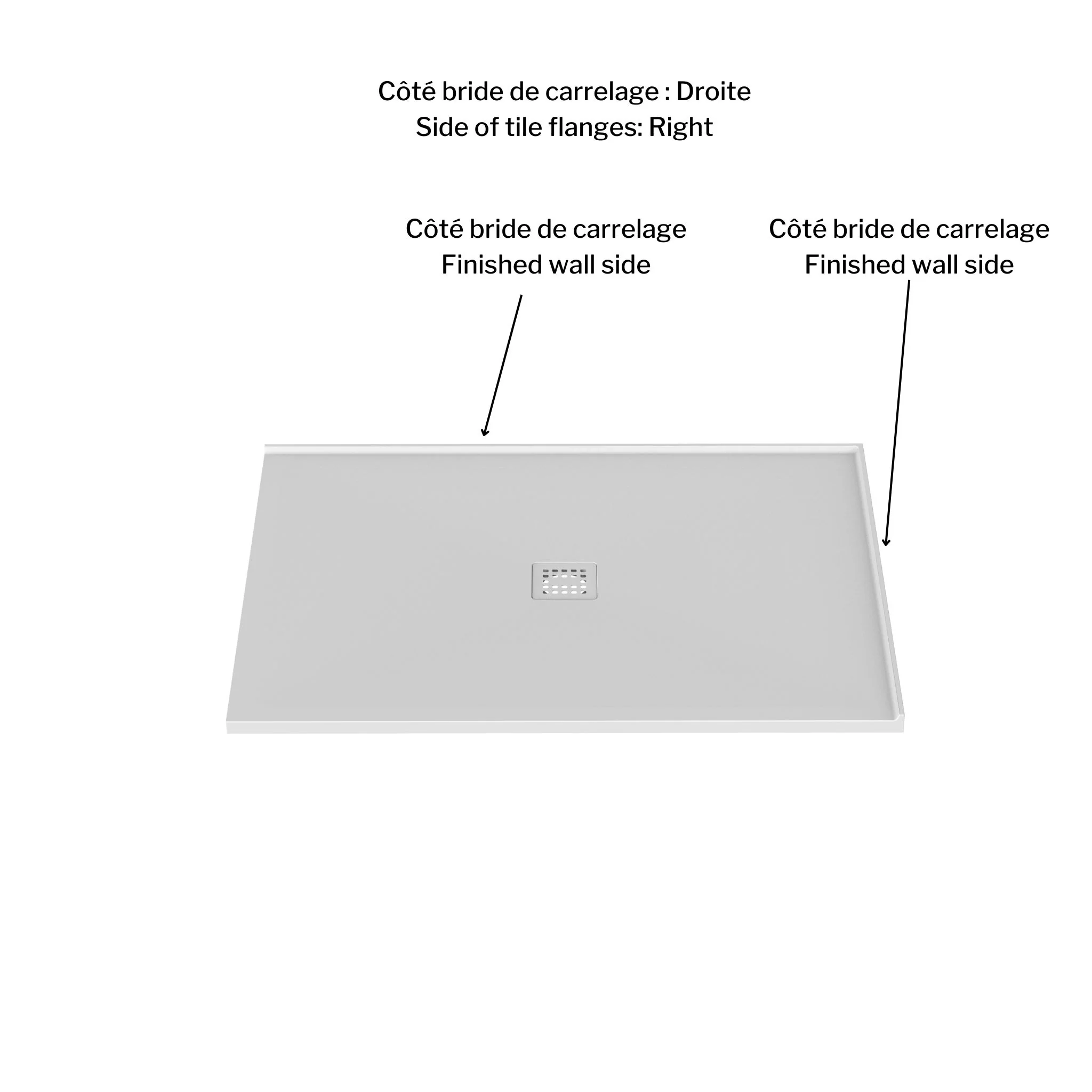 Base de douche en aggloméré de pierre 2 côtés 48" x 36" - Image 7