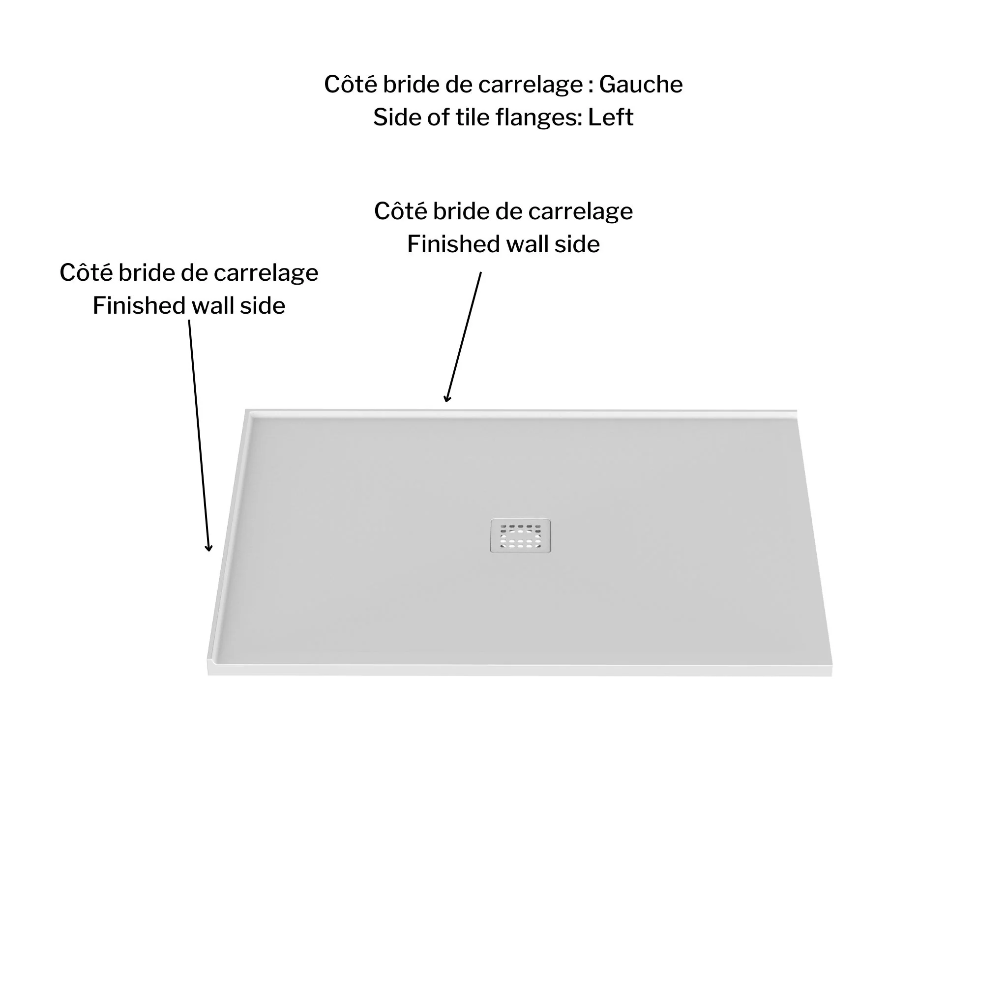 Base de douche en aggloméré de pierre 2 côtés 48" x 36" - Image 8