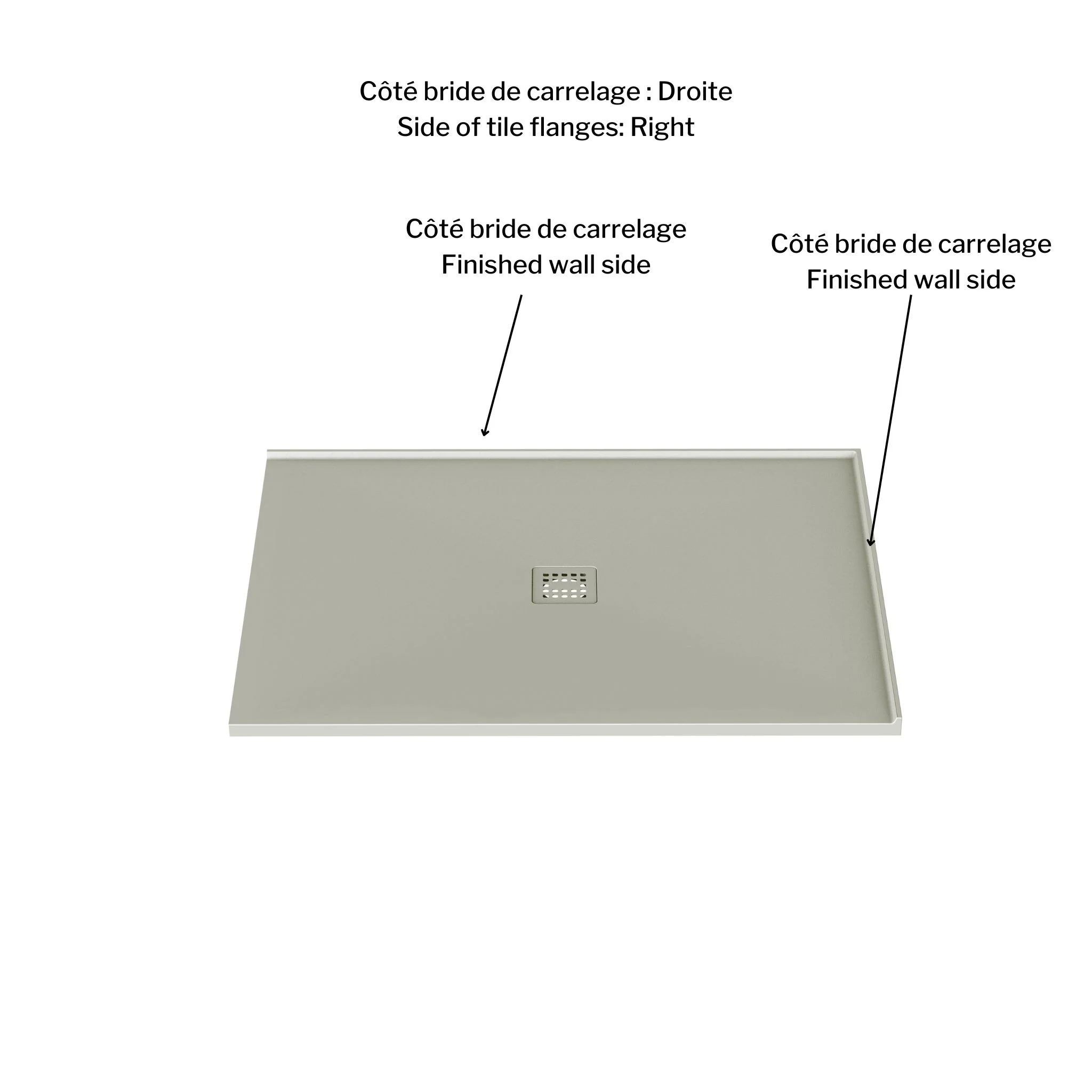 Base de douche en aggloméré de pierre 2 côtés 48" x 36" - Image 9