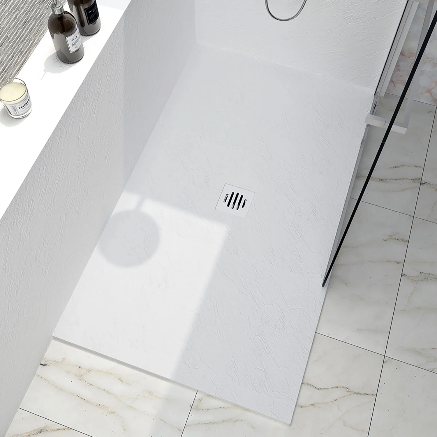 Base de douche en coin avec brides Collection Slate