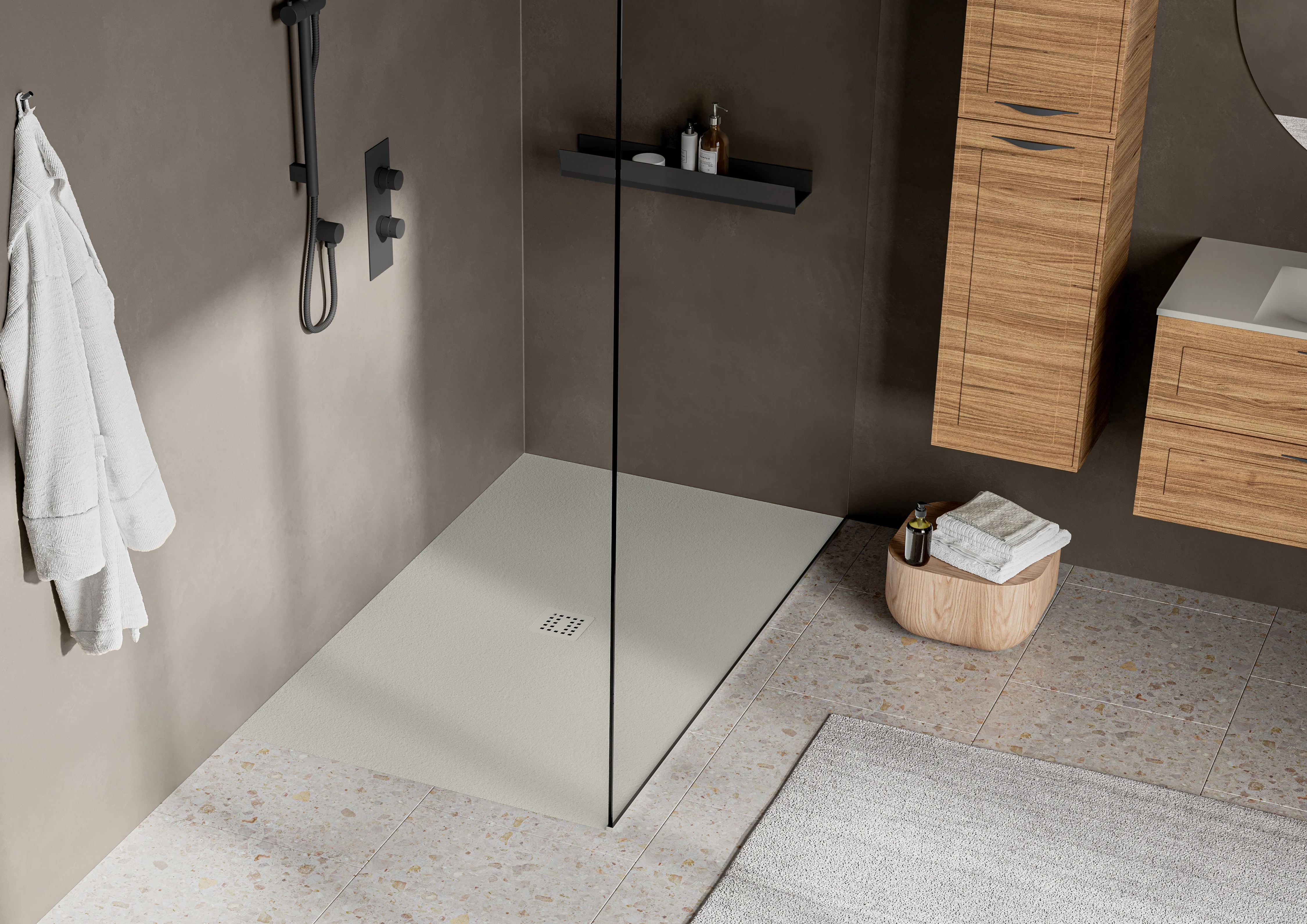 Base de douche en aggloméré de pierre 2 côtés 60" x 36" - Image 5