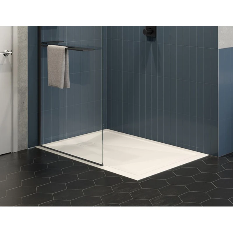 Base de douche avec seuil dissimulé drain décentré LVL