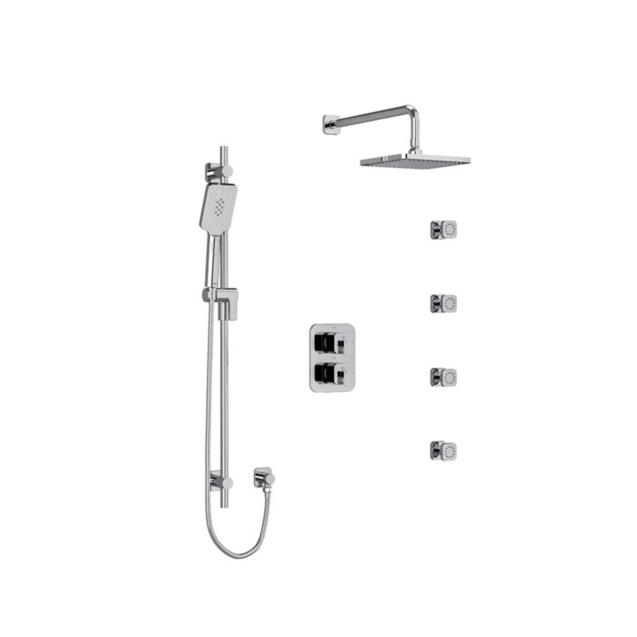 Double Système de Douche Coaxial - Douchette sur Rail, 4 Jets Corporels, Collection Equinox