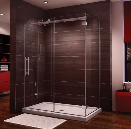 Duo porte de douche 2 côtés et base en acrylique 60" X 32" X 75H"  Collection Novara PROMO (Fermeture contre le mur)