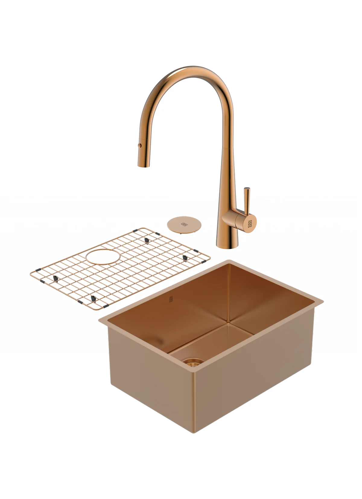 Duo évier PearlArc bronze et robinet de cuisine Cignus