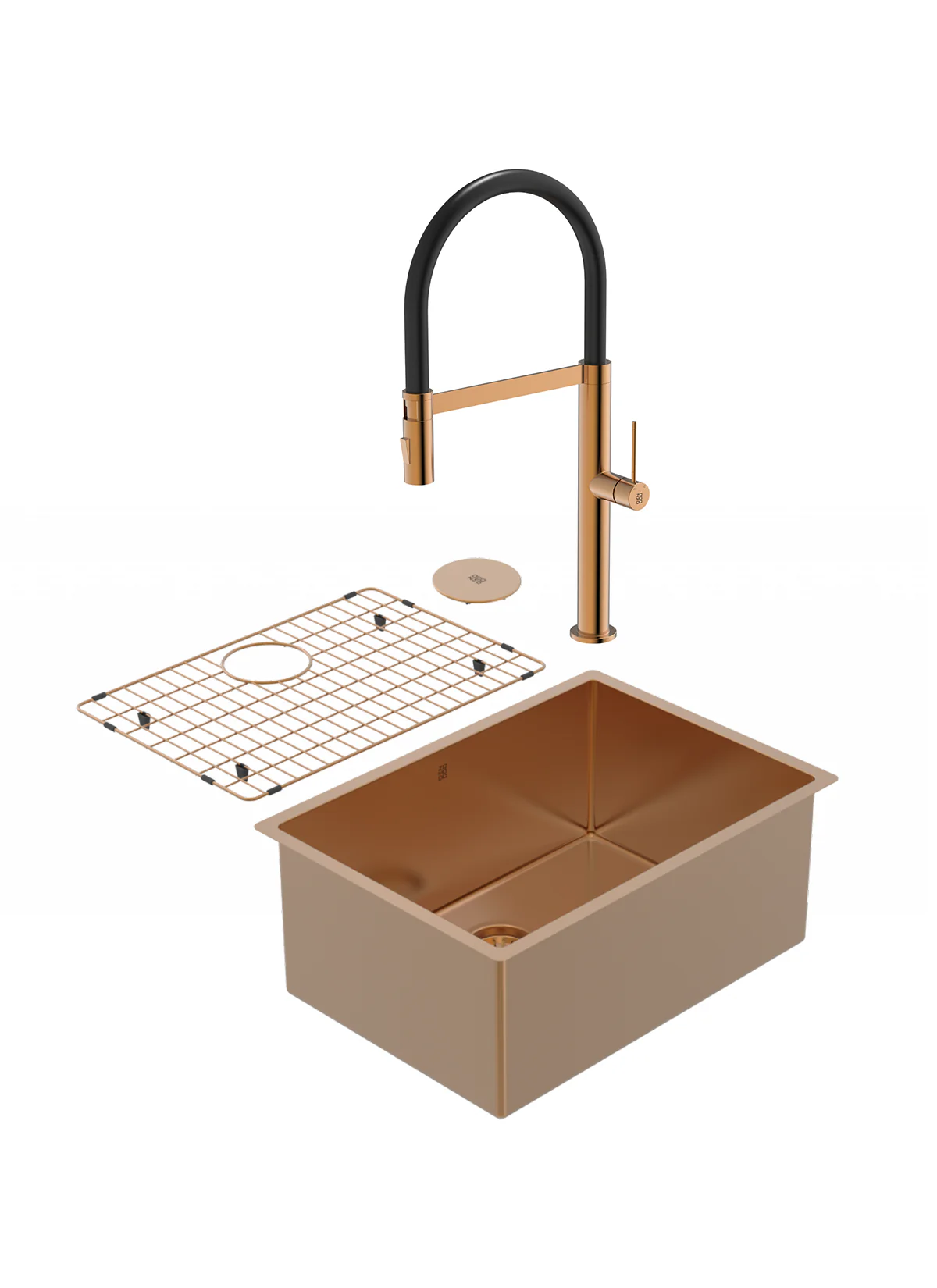 Duo évier PearlArc bronze et robinet de cuisine Crystal
