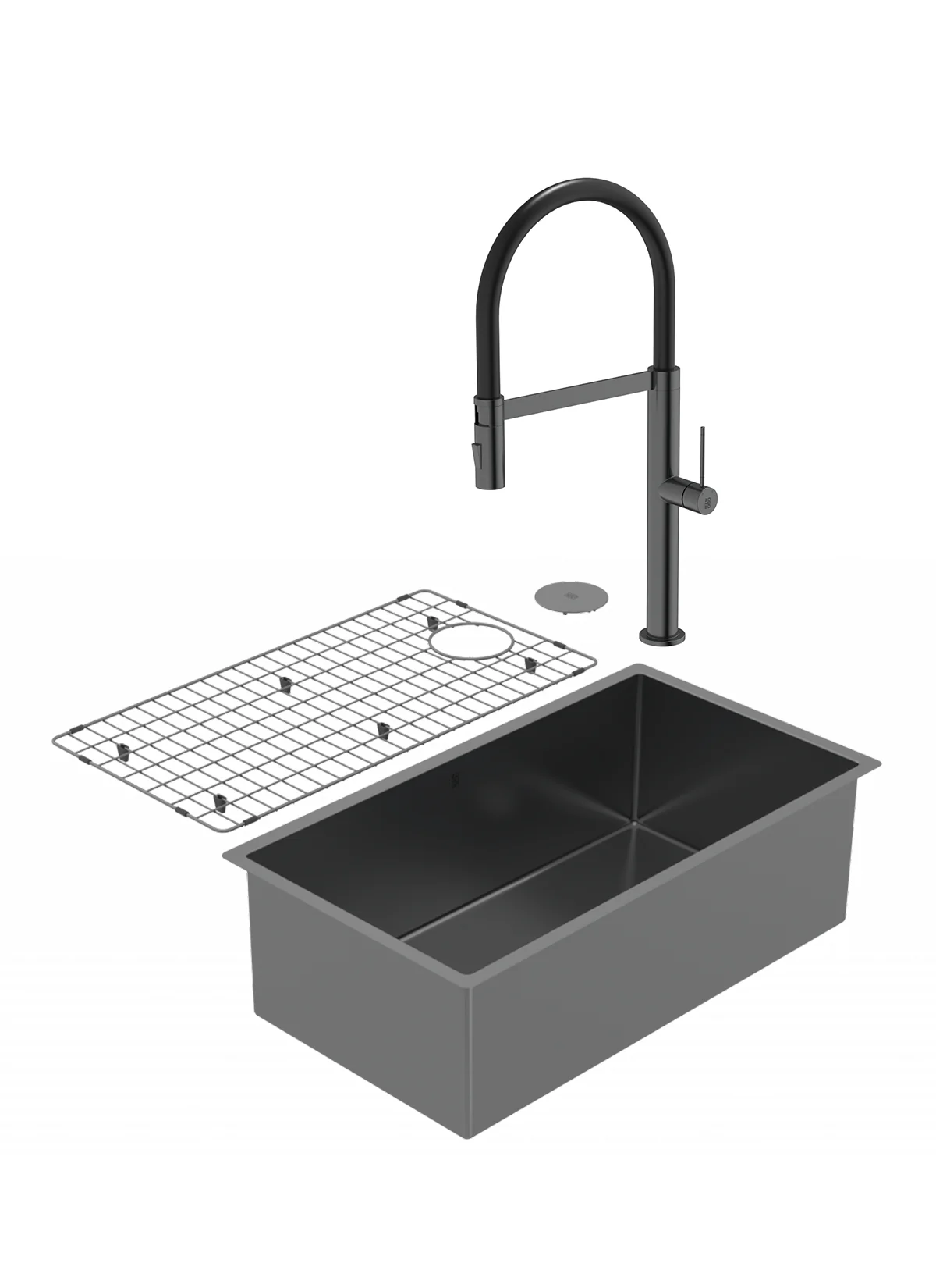 Duo évier PearlArc noir et robinet de cuisine Crystal - Image 2