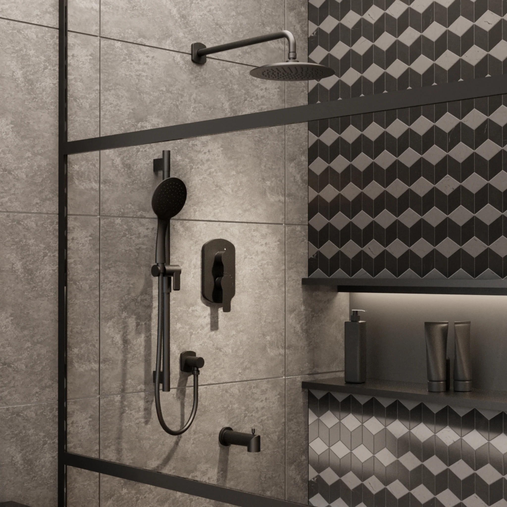 Ensemble de douche 3 voies Collection Galia, pression balancée - Image 3