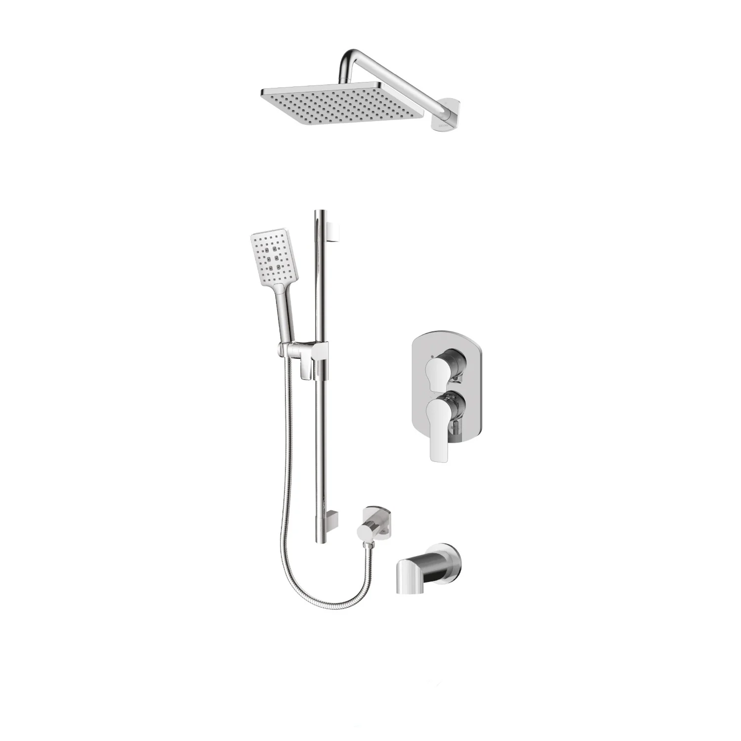 Ensemble de douche carré 3 voies Collection Galia, pression balancée