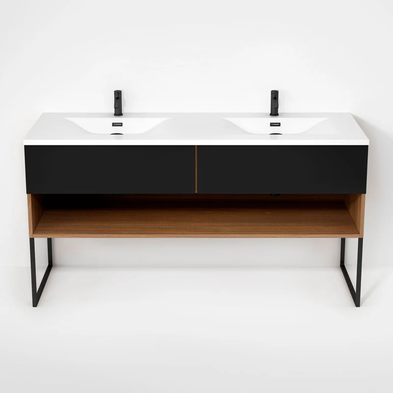 Ensemble vanité avec piétement et lavabo double 63" Collection Haus - Image 4