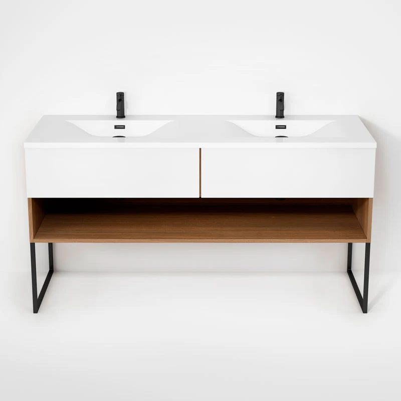 Ensemble vanité avec piétement et lavabo double 63" Collection Haus - Image 5