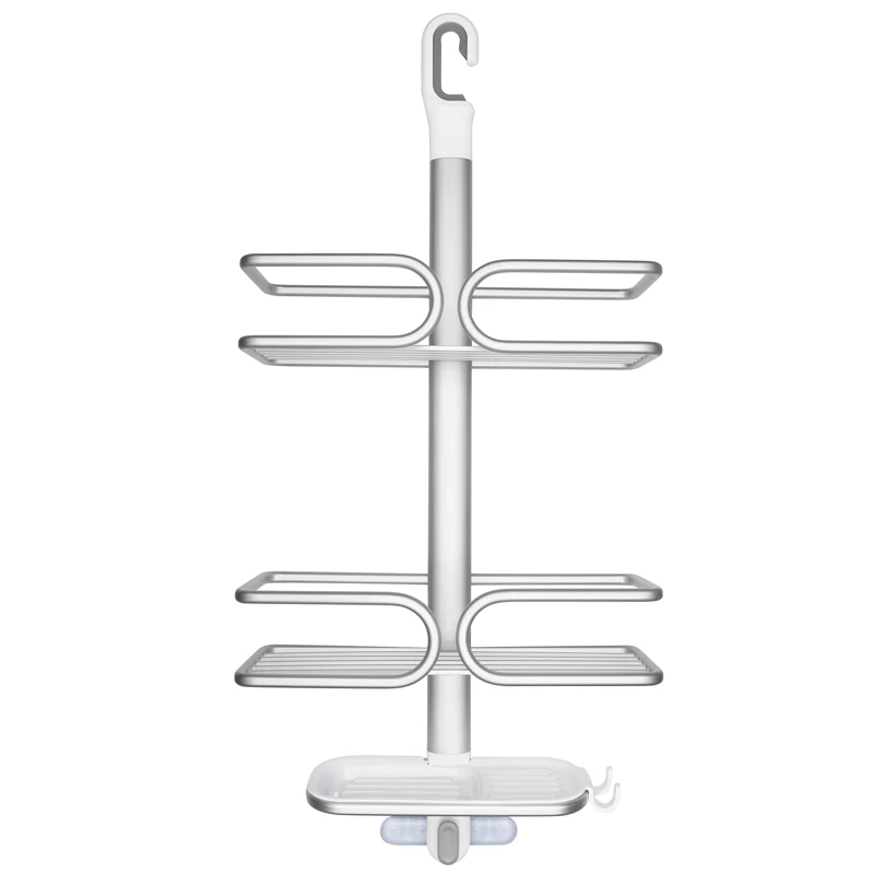 Étagère à 2 paniers et 1 savonnier pour la douche, aluminium gris - Image 2