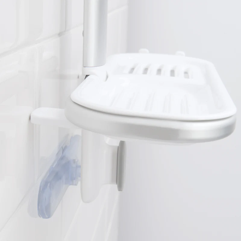 Étagère à 2 paniers et 1 savonnier pour la douche, aluminium gris - Image 3