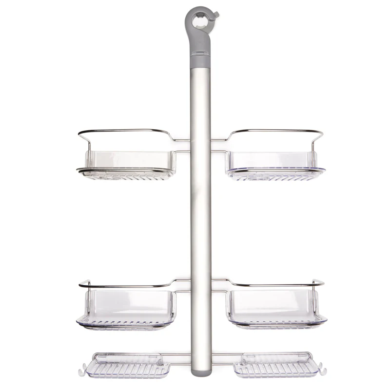 Étagère à 4 paniers et 2 savonniers pour la douche, aluminium gris - Image 4