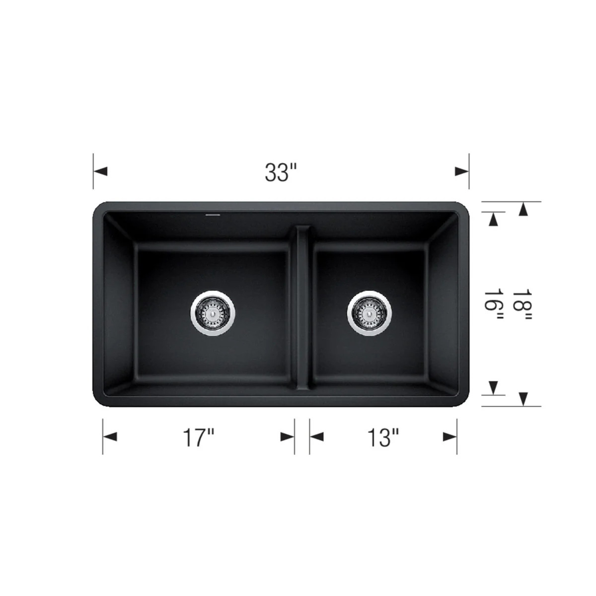 Évier de cuisine double avec Diviseur Bas Précis U 1 3/4 - Image 9