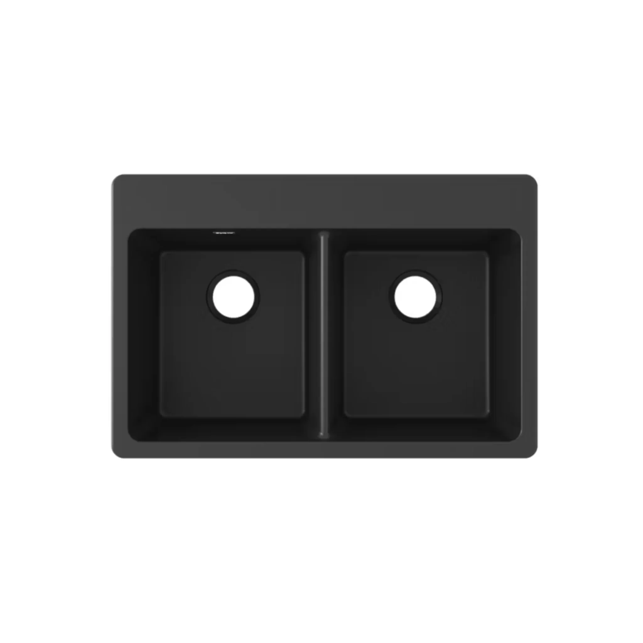 Évier de cuisine double sur plan en quartz noir