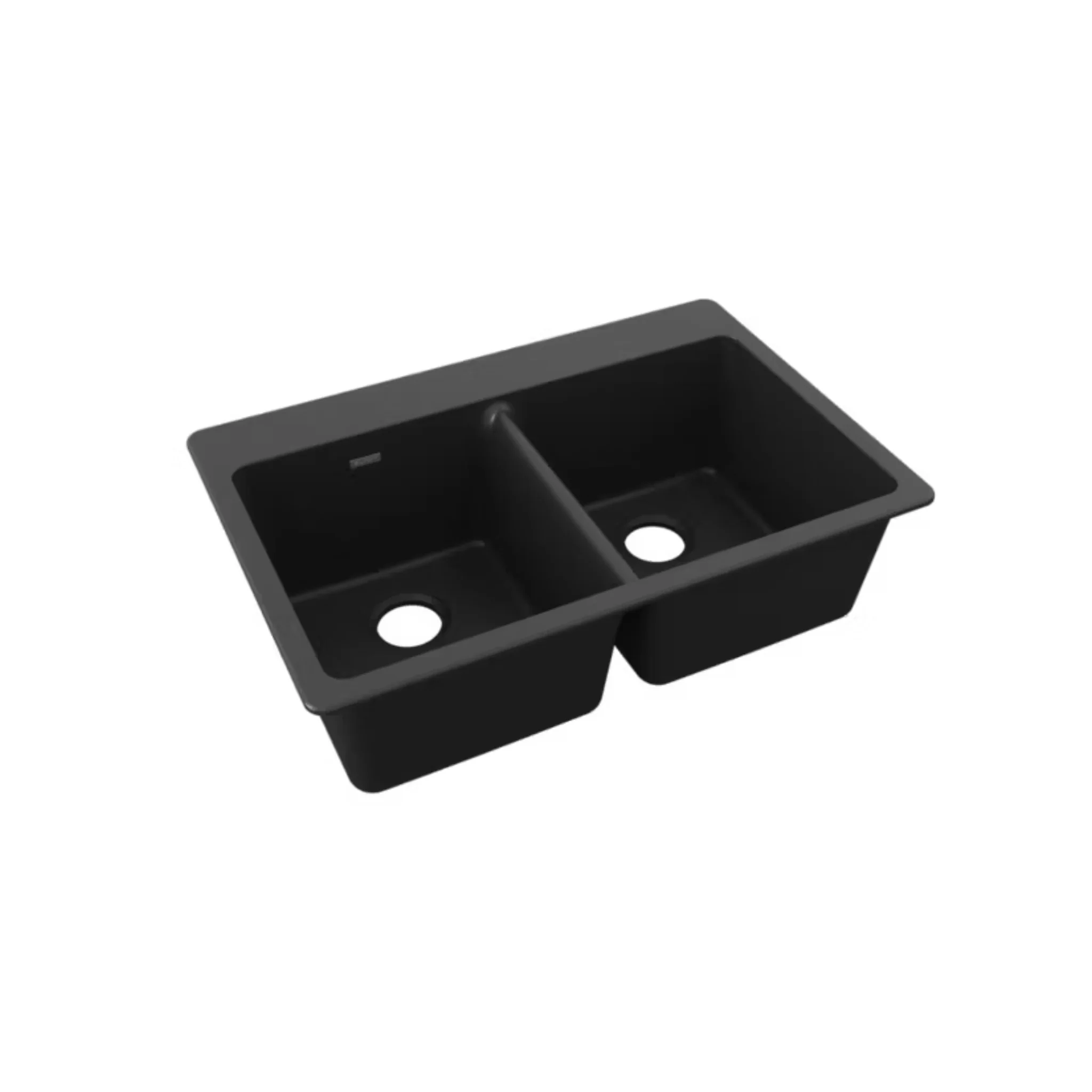 Évier de cuisine double sur plan en quartz noir - Image 3