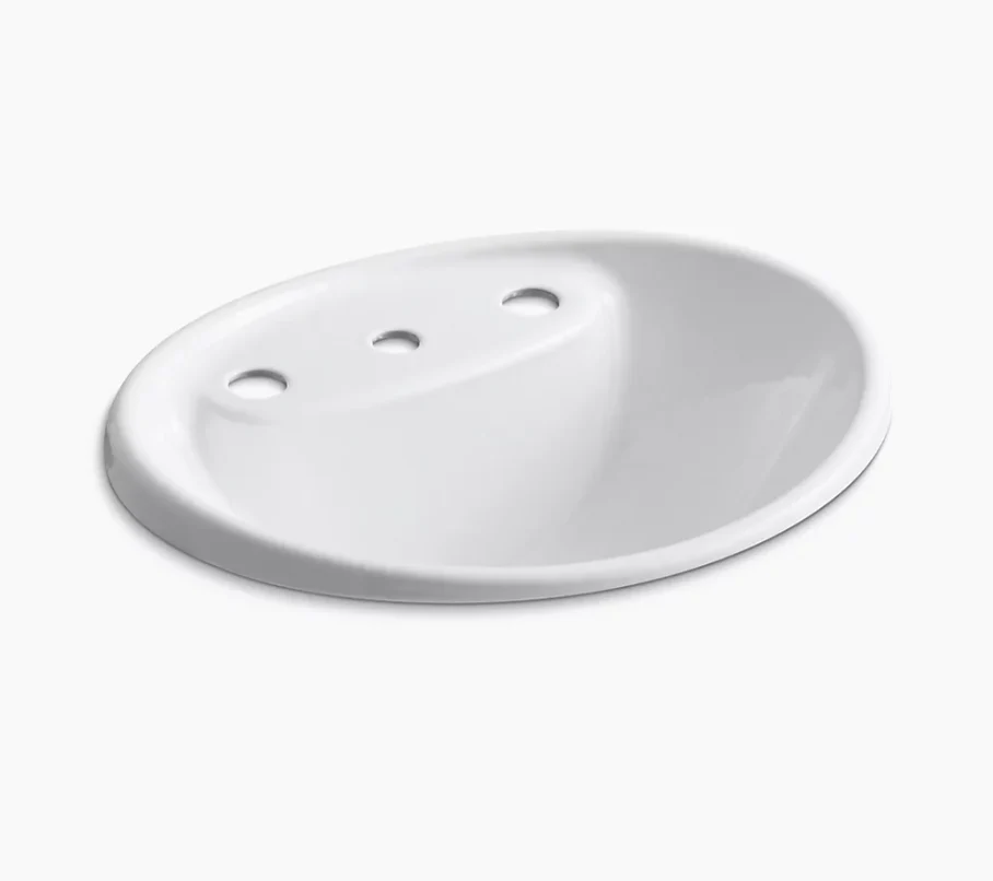 Lavabo encastré avec trous de robinet déployé de 8 po Collection Tides