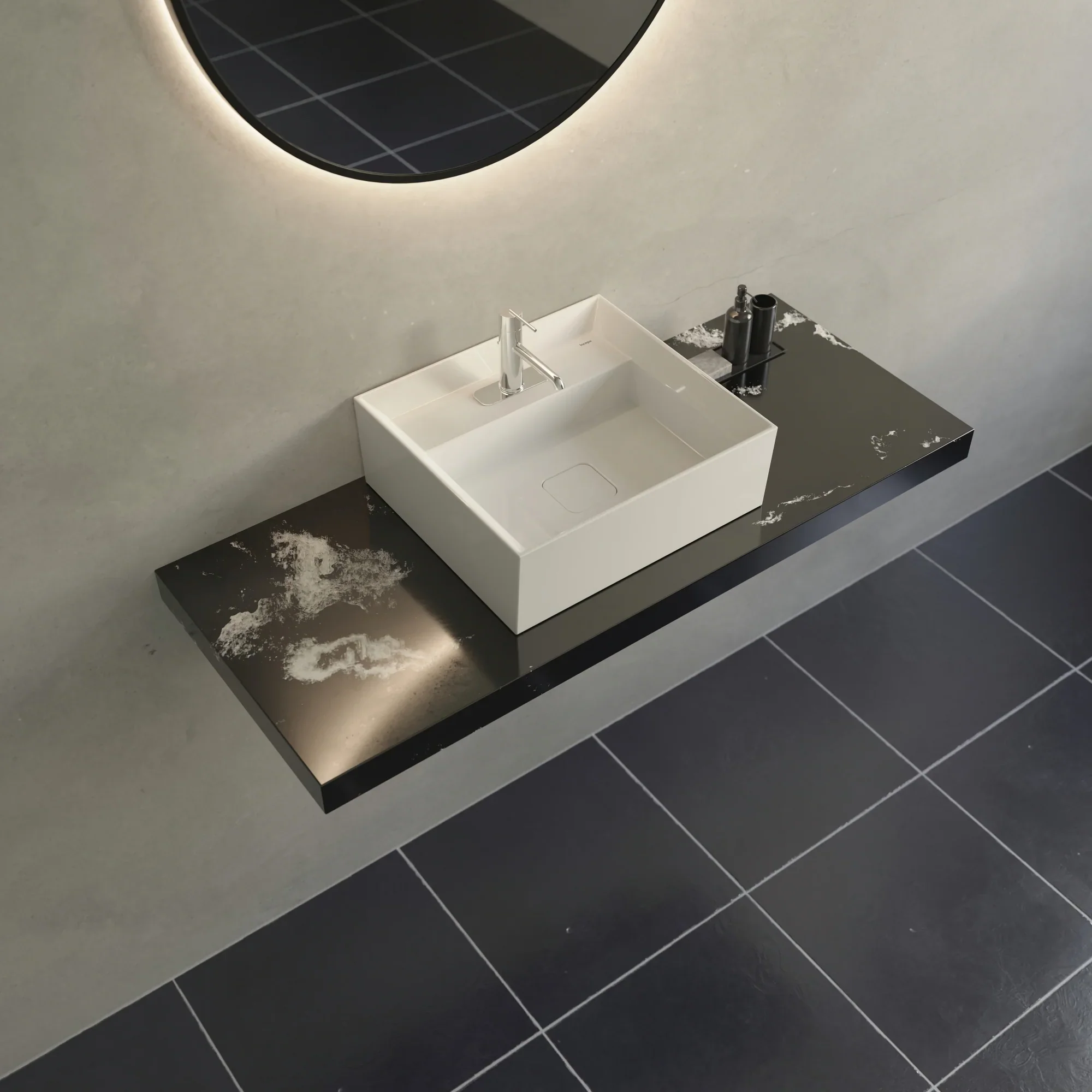 Vasque carrée monotrou blanc Collection Bold - Image 2