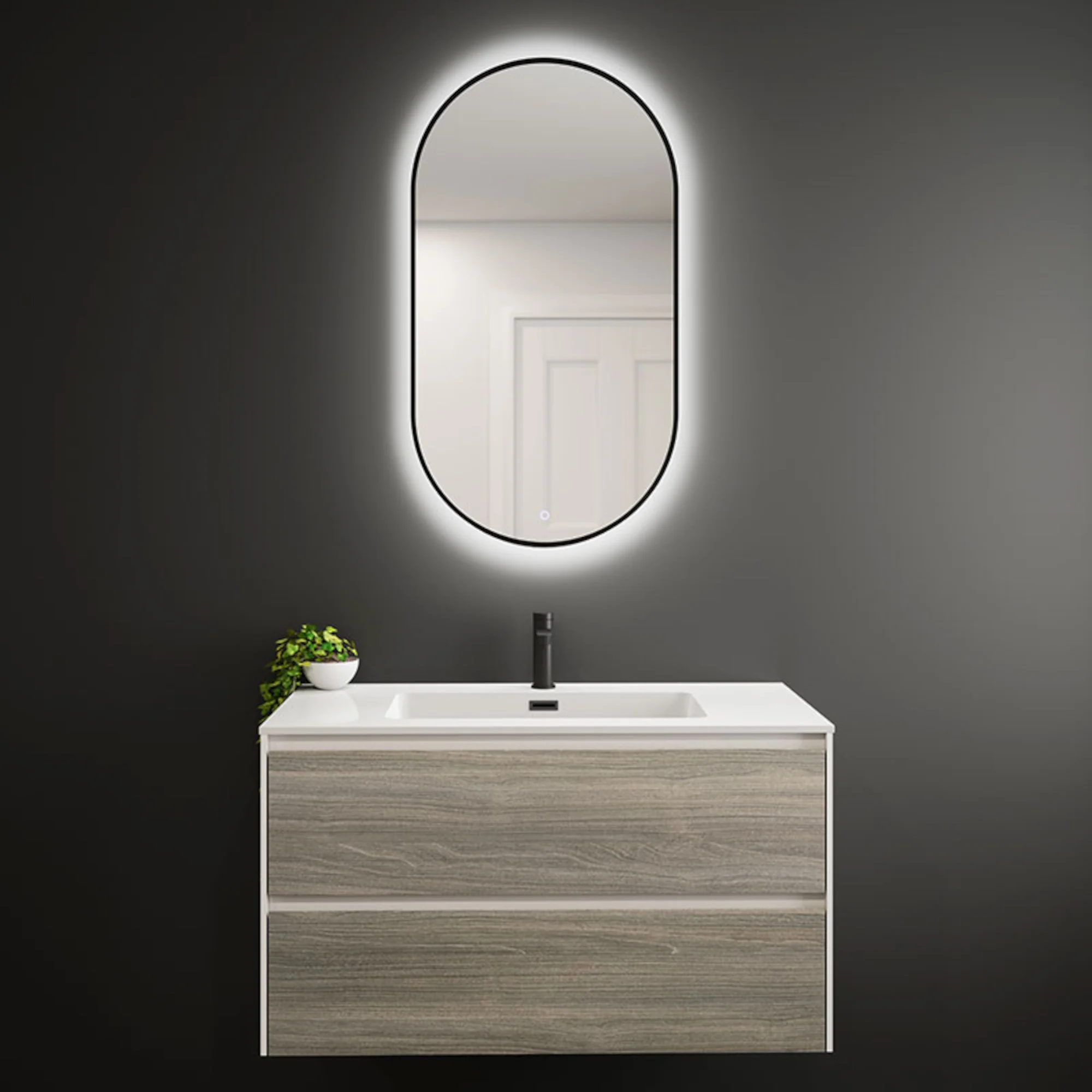 Miroir Oval DEL avec anti-buée Collection Miro