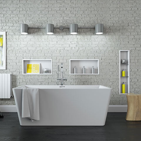 Niche murale 36"X8" avec 2 tablettes, coins arrondis