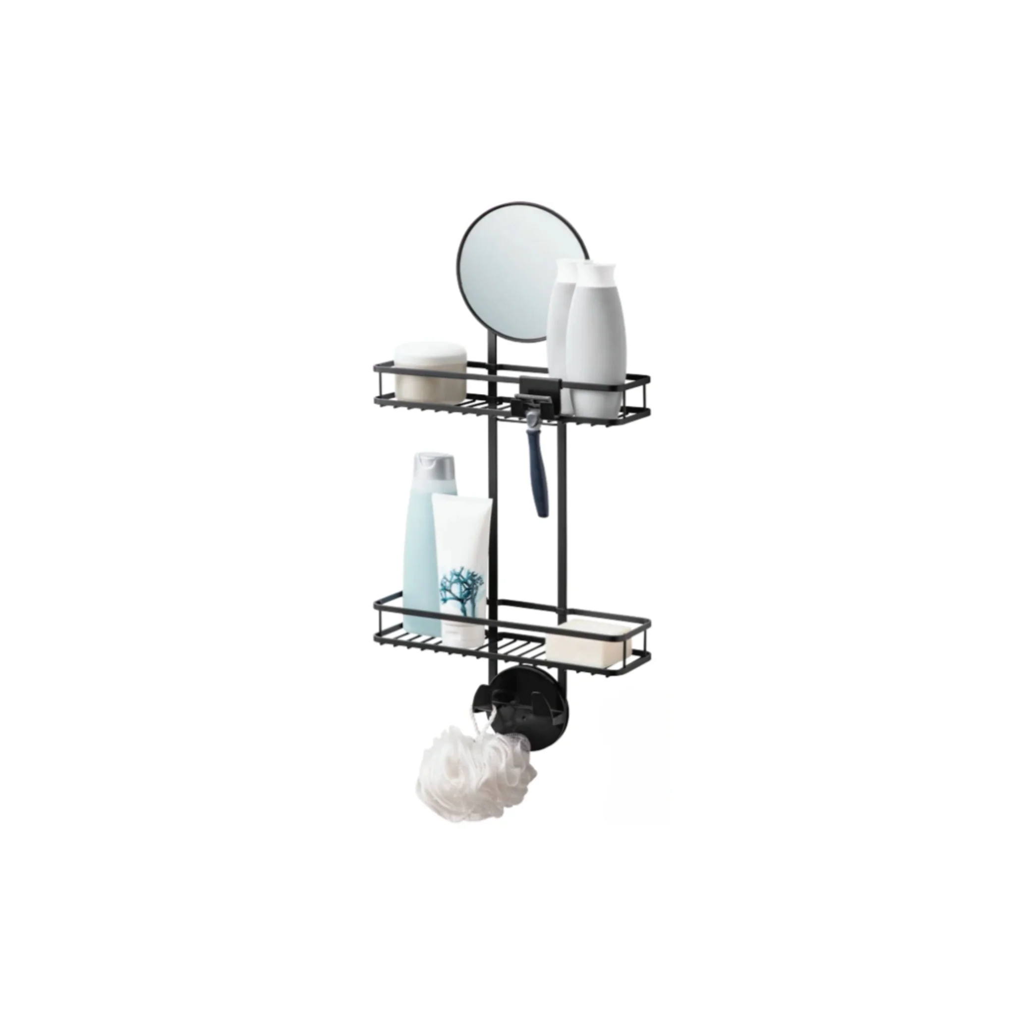 Panier de douche double auto-adhésif avec miroir Collection Metropolitan