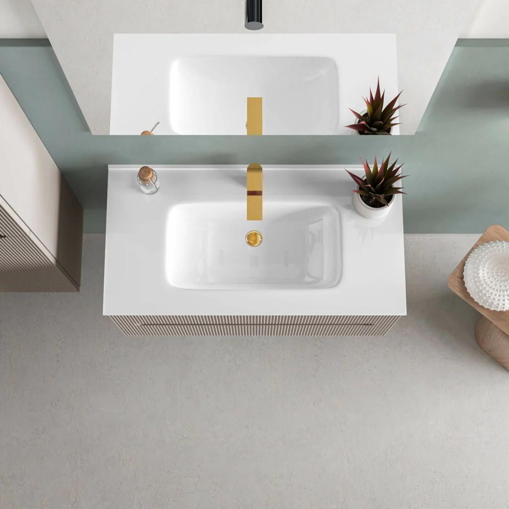 Plan-lavabo en porcelaine 36" Blanc lustré Collection Porto