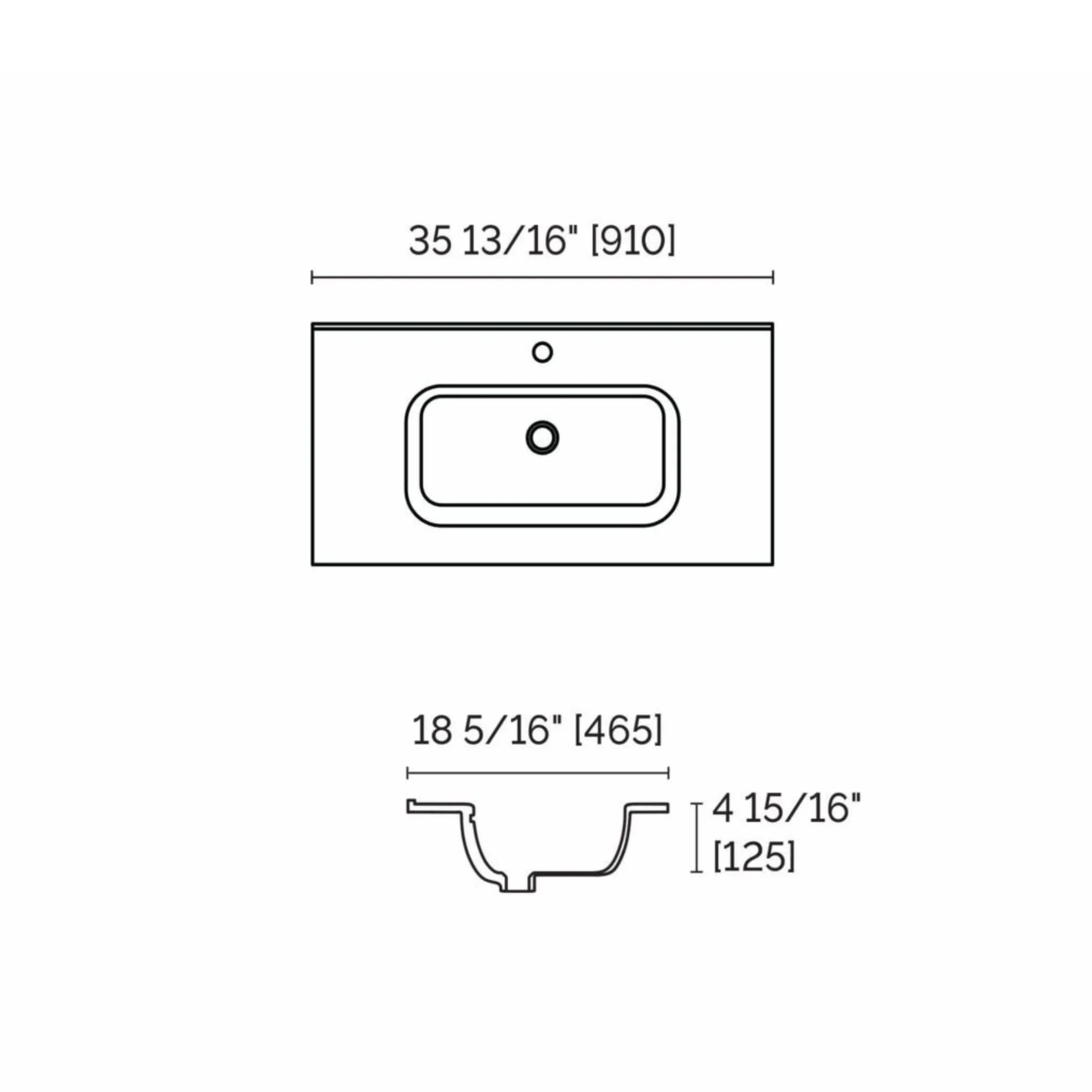 Plan-lavabo en porcelaine 36" Blanc lustré Collection Porto - Image 3