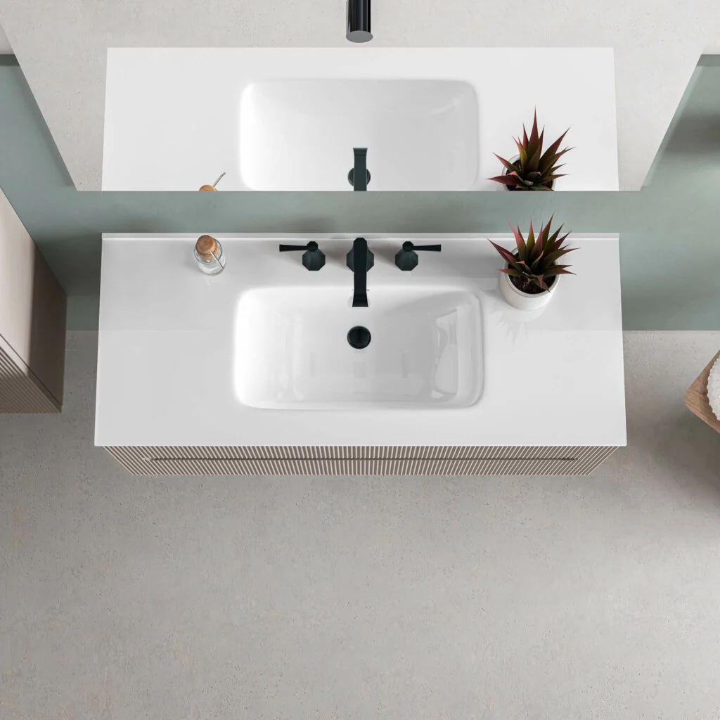 Plan-lavabo en porcelaine 48" Blanc lustré Collection Porto - Image 4
