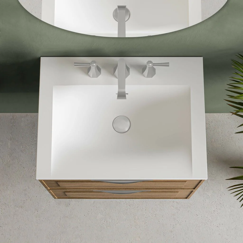 Plan-lavabo en surface solide CristalPlant 24" Collection Neve