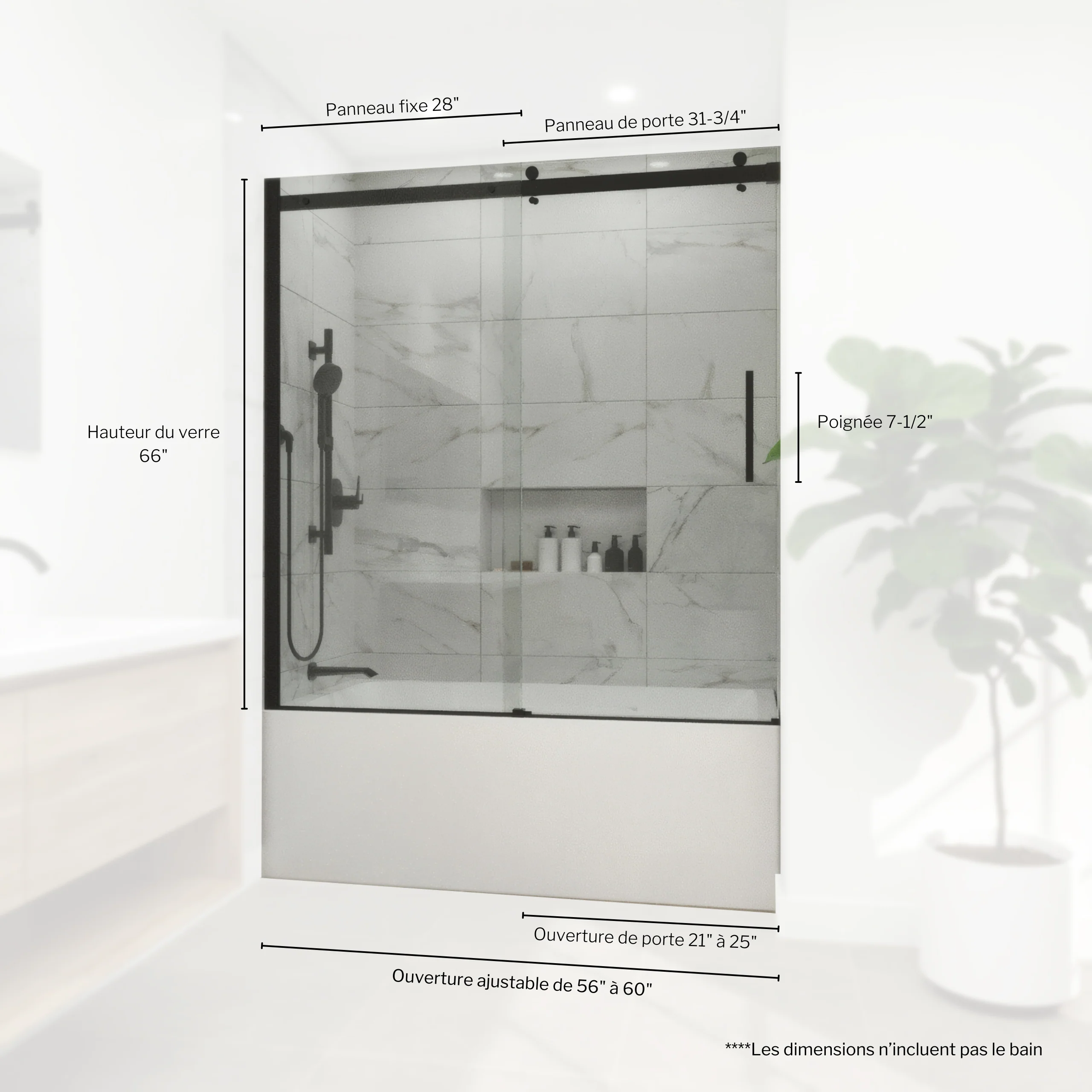 Porte de bain 60" X 66" Collection D'Youville - Image 3