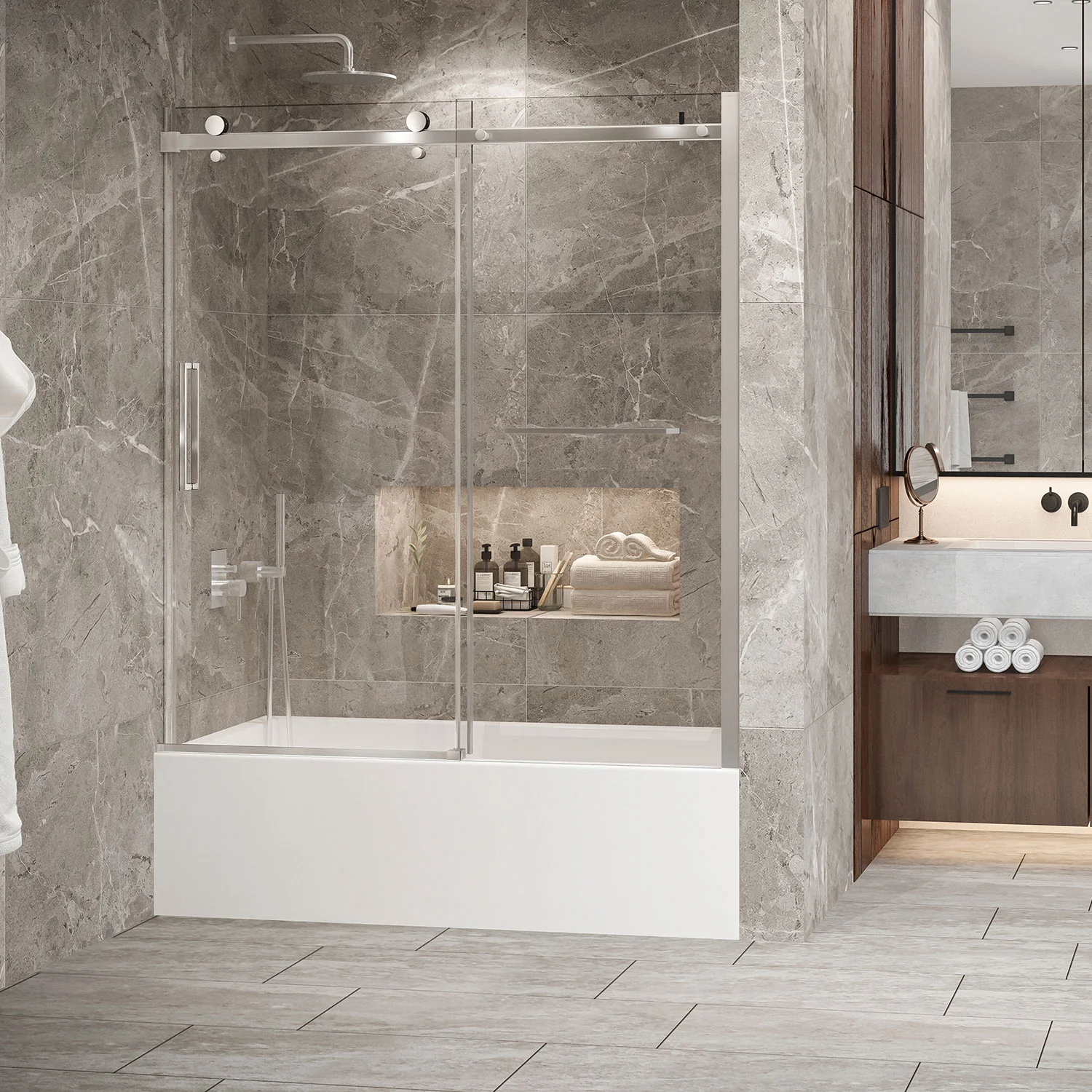 Porte de bain en alcôve Bellini 60" X 63H"