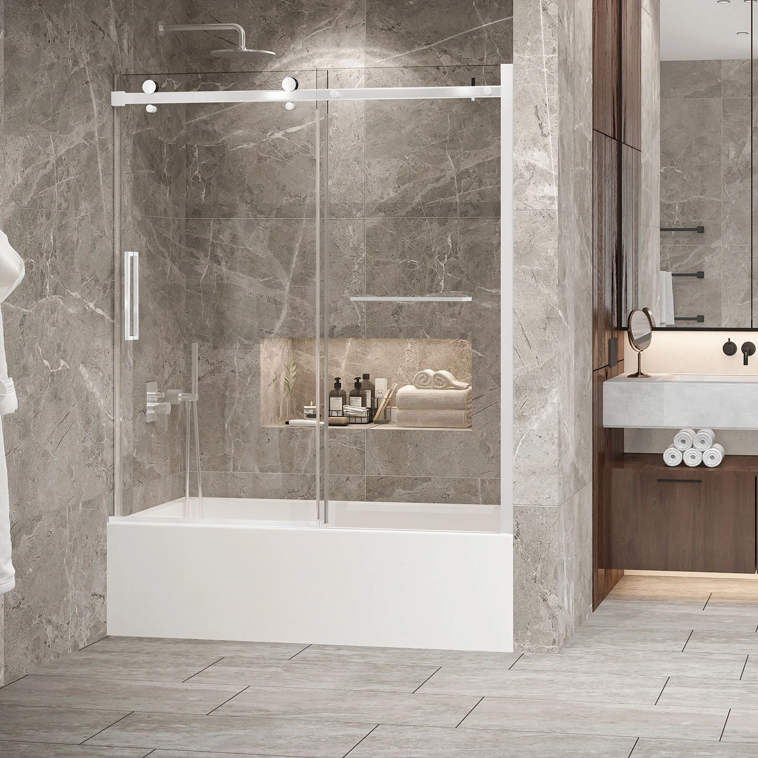 Porte de bain en alcôve Bellini 60" X 63H" - Image 2