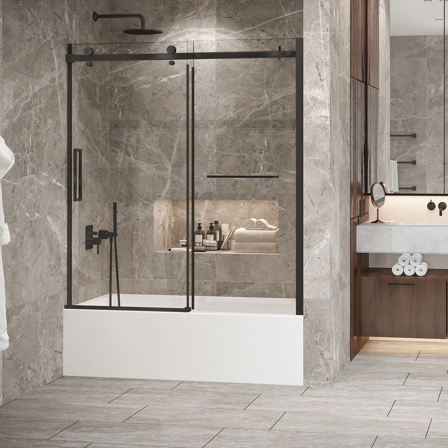 Porte de bain en alcôve Bellini 60" X 63H" - Image 3