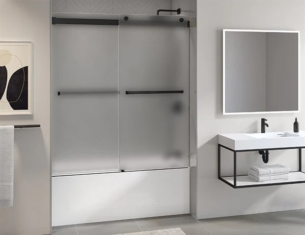 Porte de bain coulissante en alcôve Verre Brume Collection Gemini Plus - Image 3