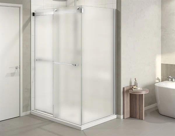Porte de douche coulissante 2 côtés 79" Verre Brume Collection Gemini Plus