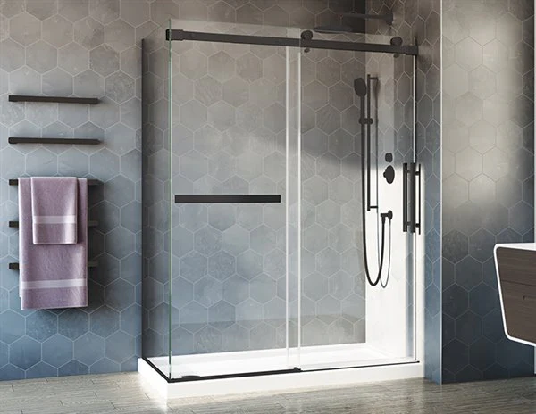 Porte de douche coulissante 2 côtés, Fermeture contre le mur, Collection Novara Plus - Image 3