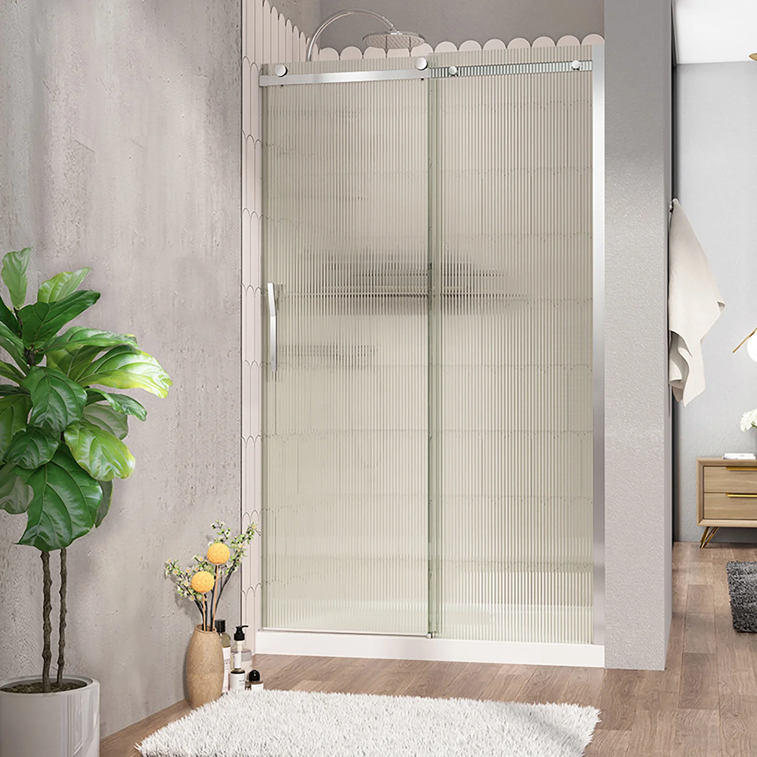 Porte de douche en alcôve verre flûte Collection Vaia