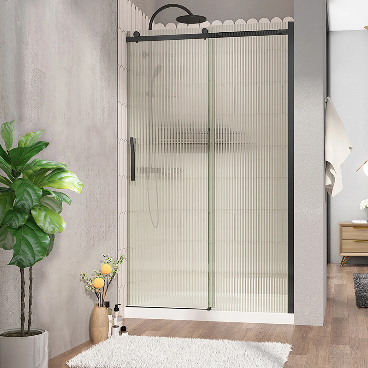 Porte de douche en alcôve verre flûte Collection Vaia - Image 2