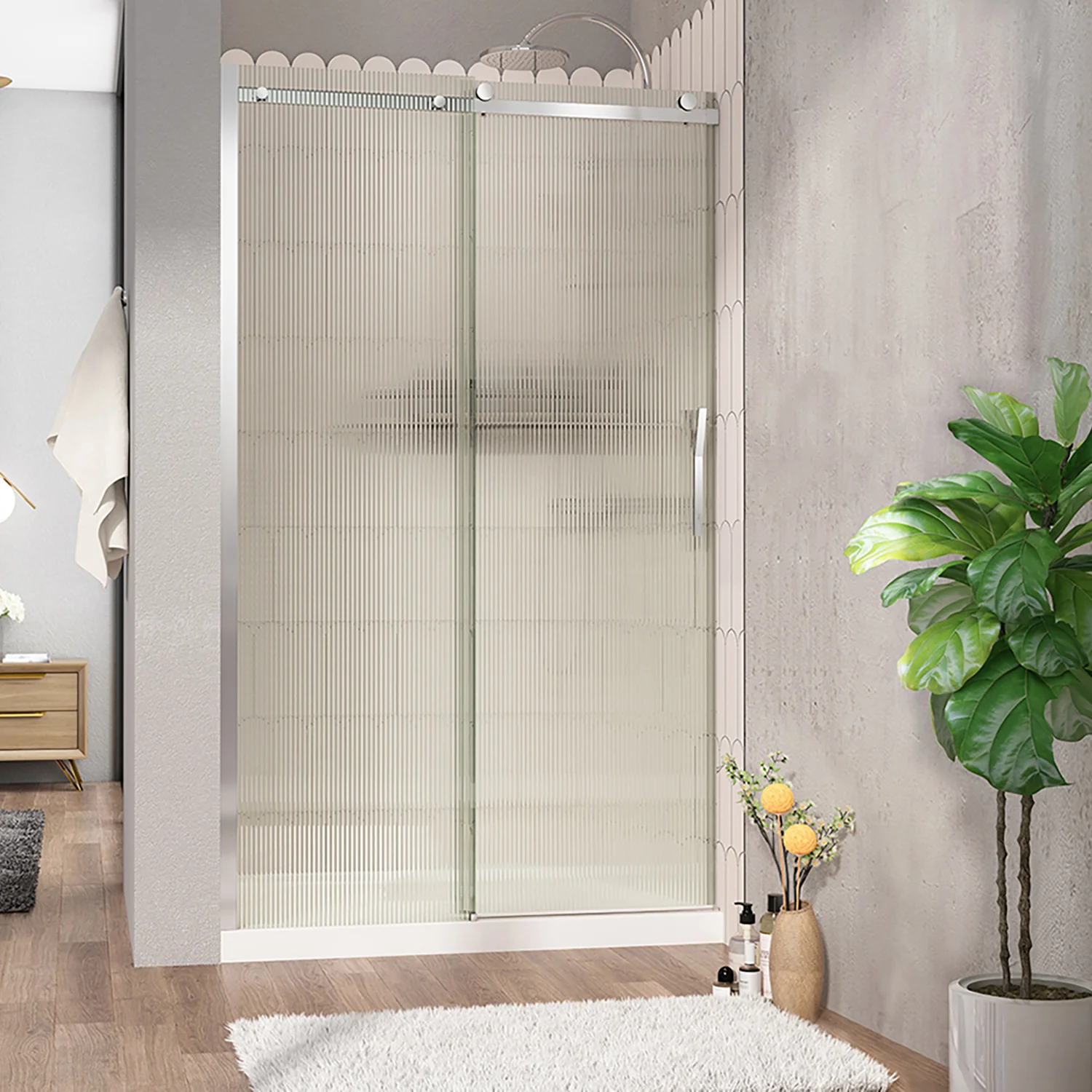 Porte de douche en alcôve verre flûte Collection Vaia - Image 3