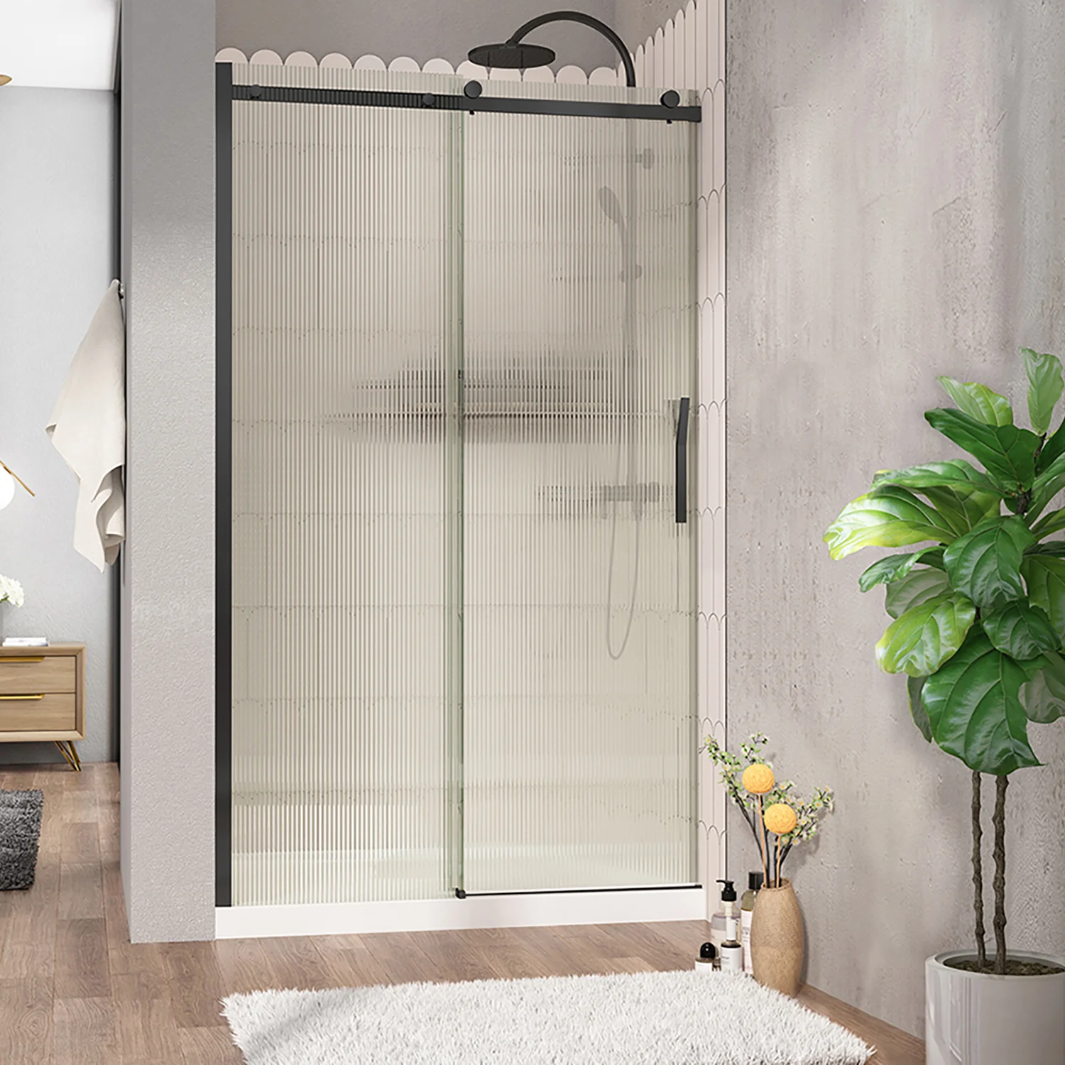 Porte de douche en alcôve verre flûte Collection Vaia - Image 4