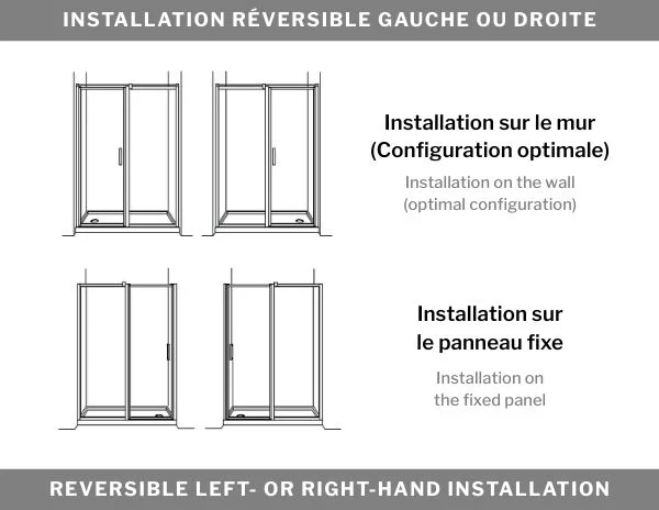 Porte de douche Ă pivot en alcĂ´ve 79" Collection Elera - Image 4